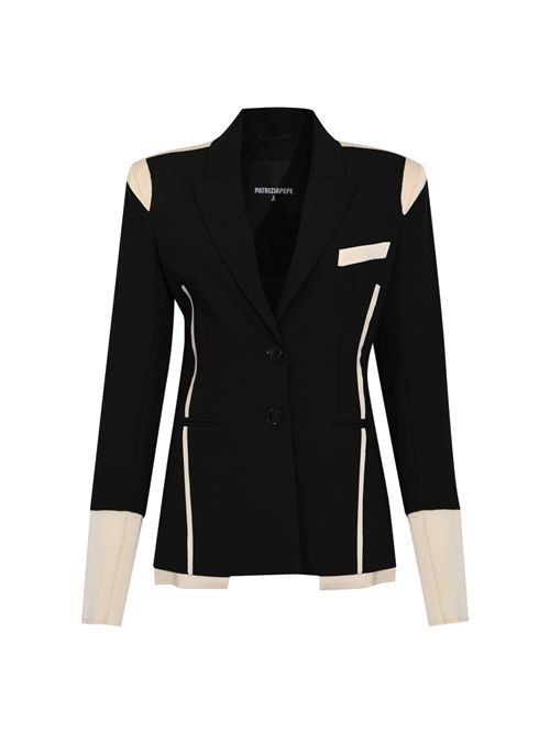 Blazer slim in gabardina di misto viscosa color block Patrizia Pepe | 8S0571 A498FG53